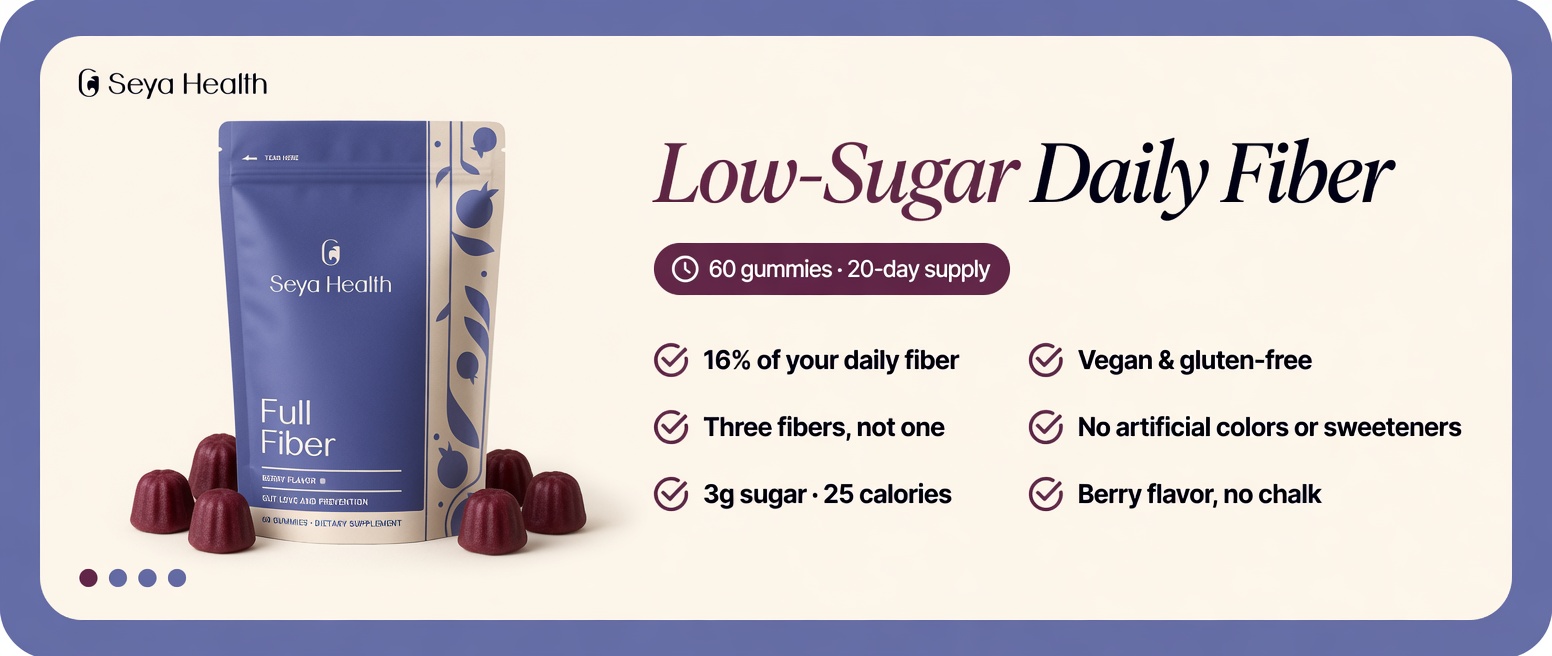 A+ Highlights: low-sugar daily fiber, 60 gummies