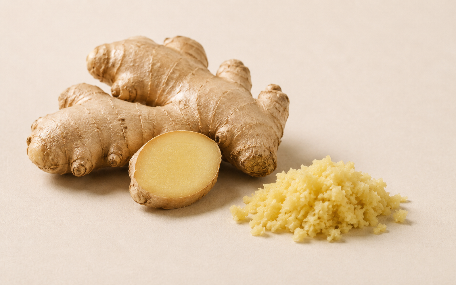 Fresh ginger root, sliced and grated